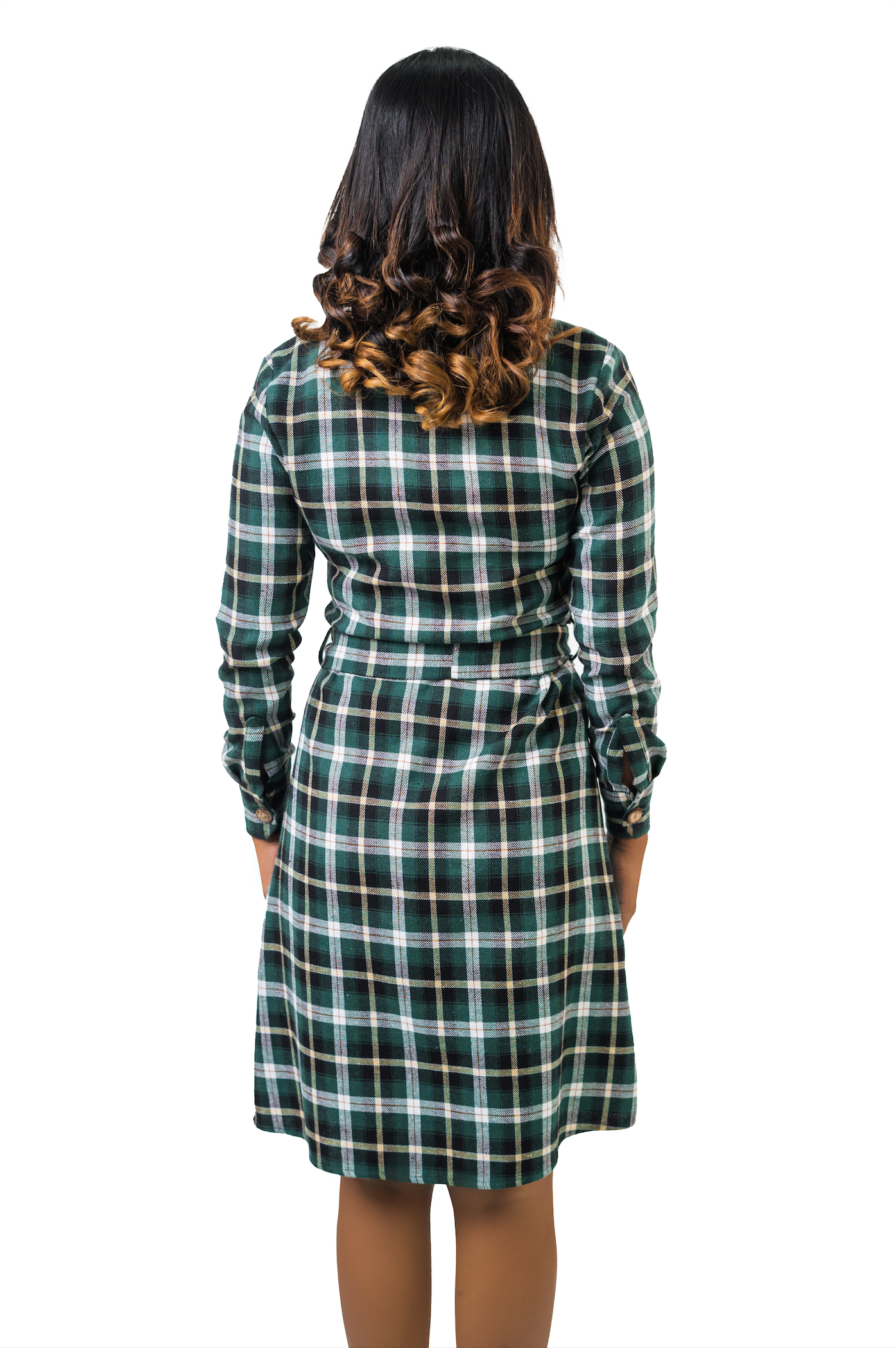 Plaid Cotton Belted Dress