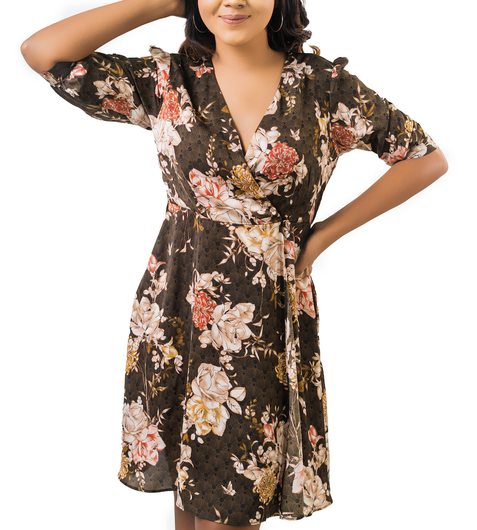 Ceylon stitch Wrap dress Gold