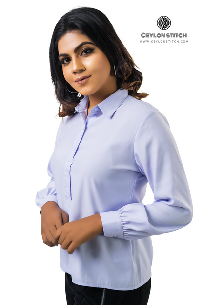 Women’s Satin Button Front Long Sleeve Shirt